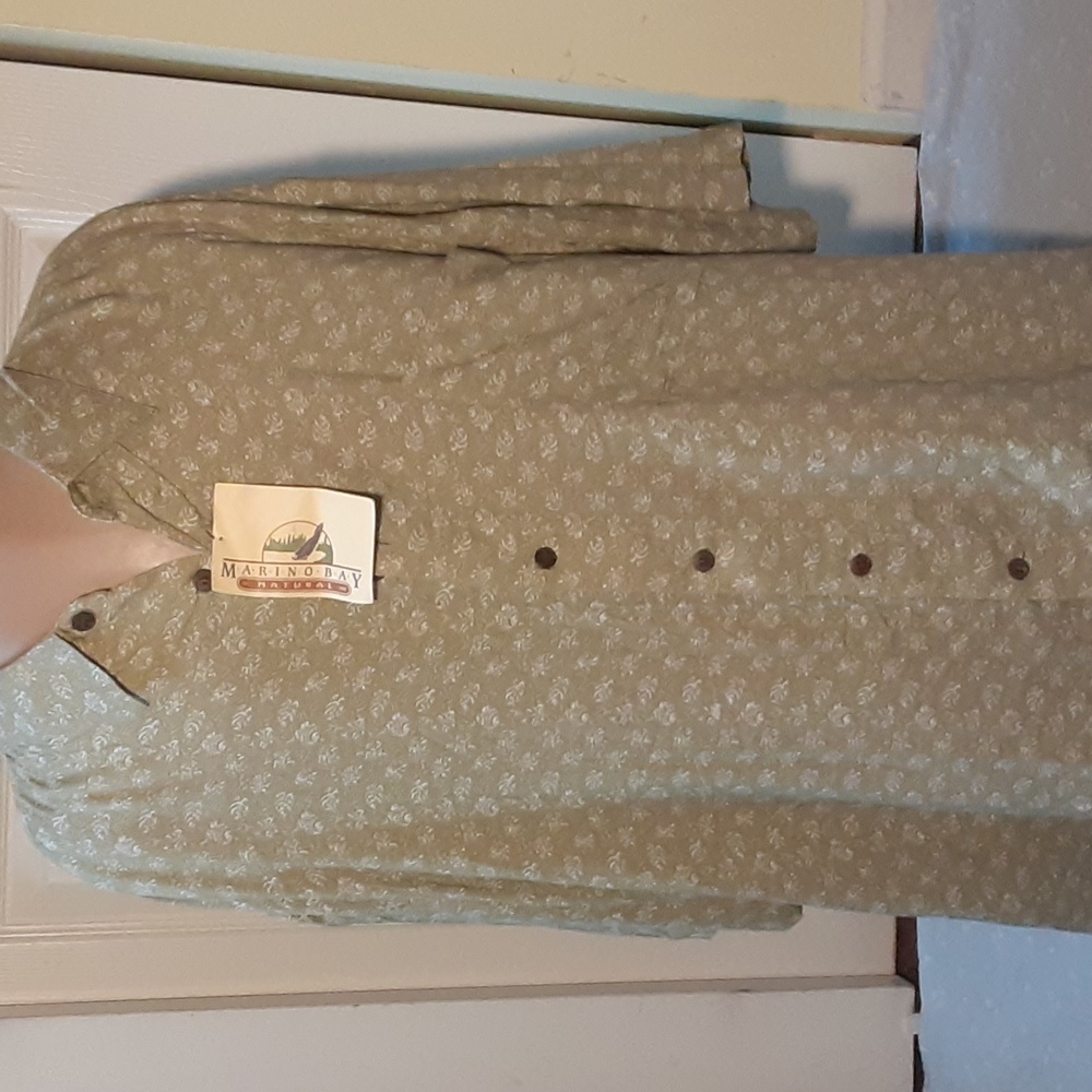 MARINO BAY OLIVE AND WHITE PRINT , BUTTON FRONT,  SIZE 2XL